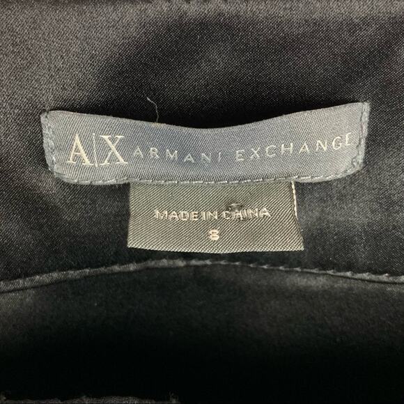 Armani Exchange Silk Empire Waist Ruffle Hem Mini Dress Black Size 8 - Picture 3 of 10